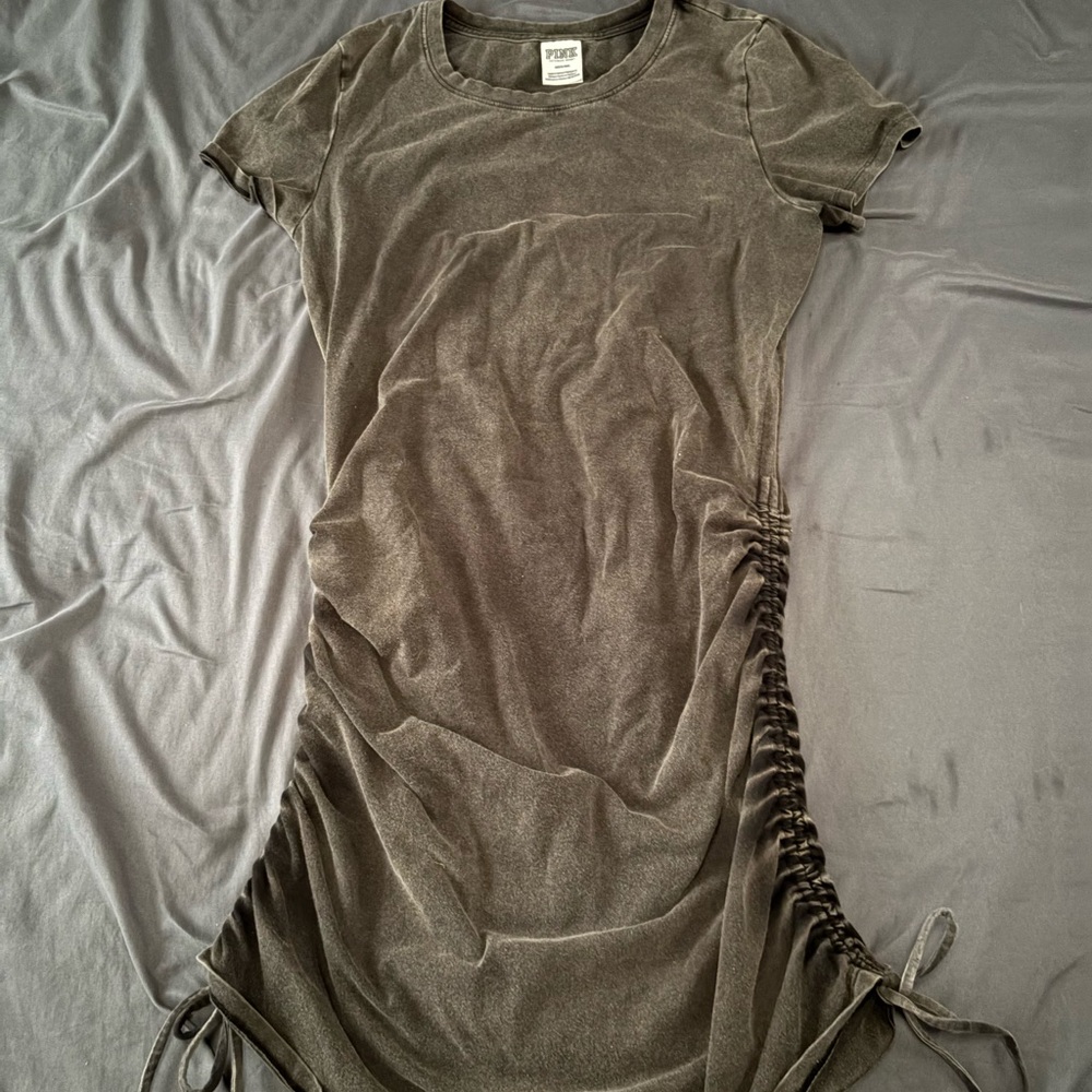 Gray Ruched T-Shirt Dress